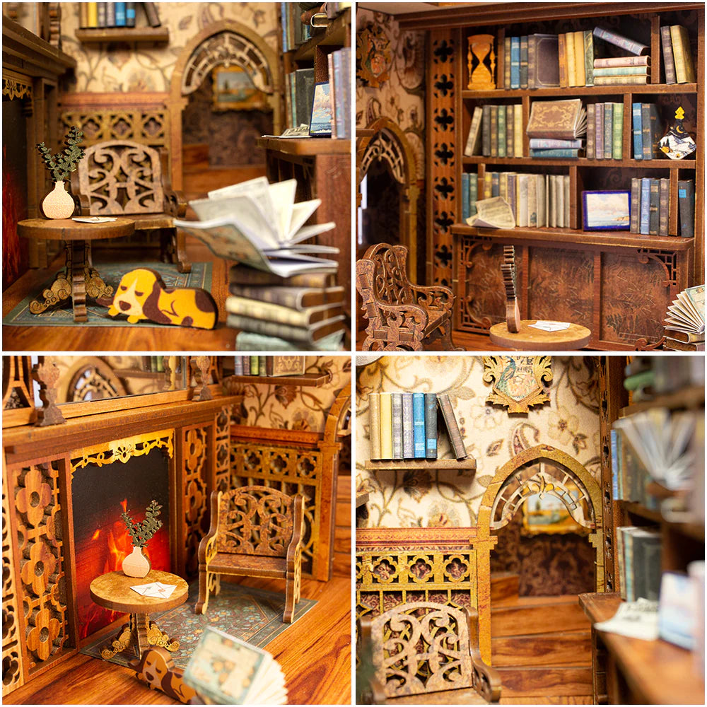 Tajemnicza Biblioteka - Drewniana miniatura, Puzzle 3D