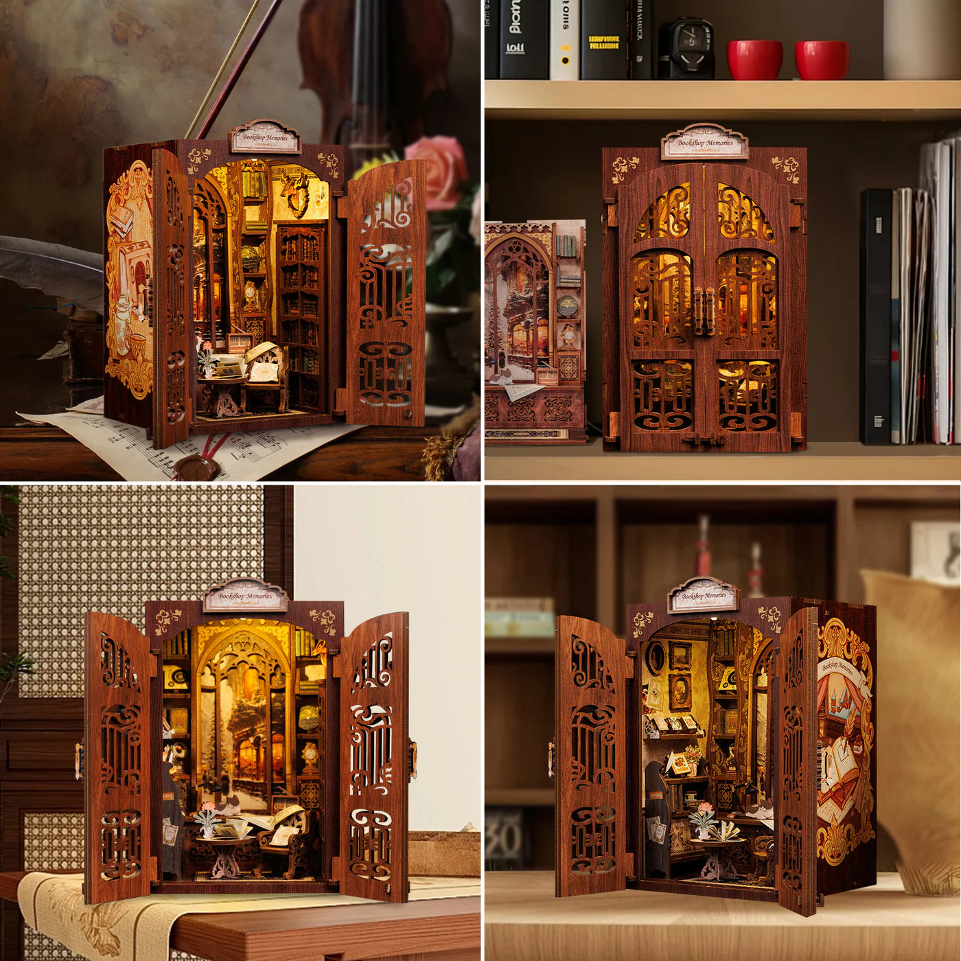 Salonik Z Książkami - Drewniana miniatura, Puzzle 3D