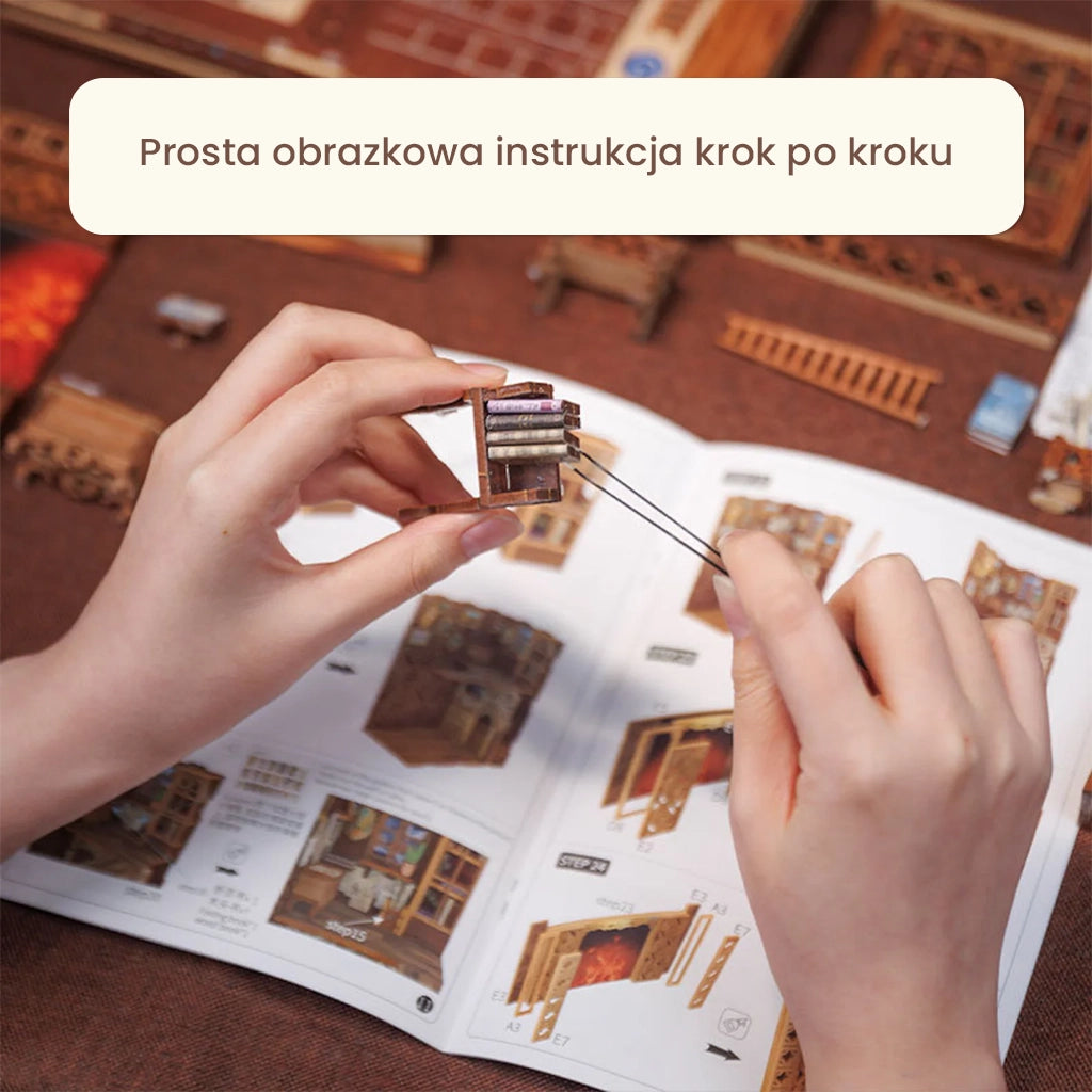 Komnata czarodziejki - Drewniana miniatura, Puzzle 3d