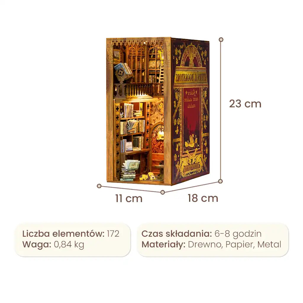 Tajemnicza Biblioteka - Drewniana miniatura, Puzzle 3D