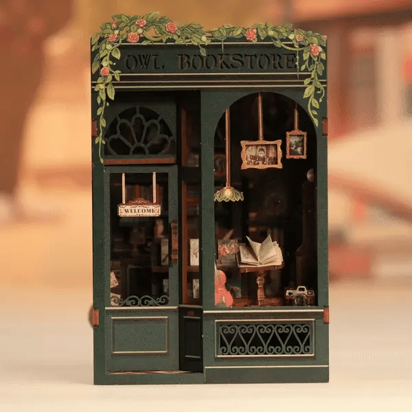 Antykwariat "Zielona Sowa" - Drewniana miniatura, Puzzle 3D