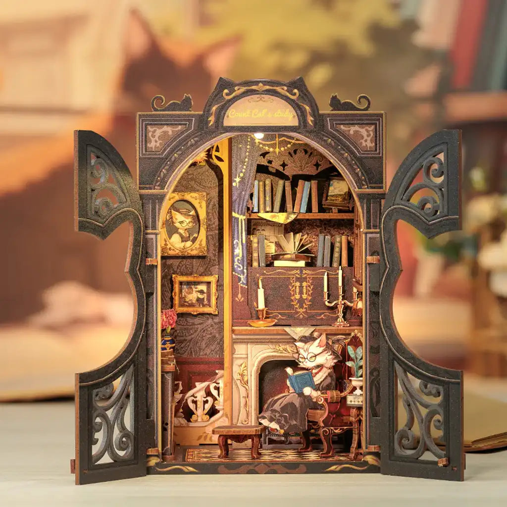 Biblioteczka Pana Kota - drewniane miniatura, puzzle 3d
