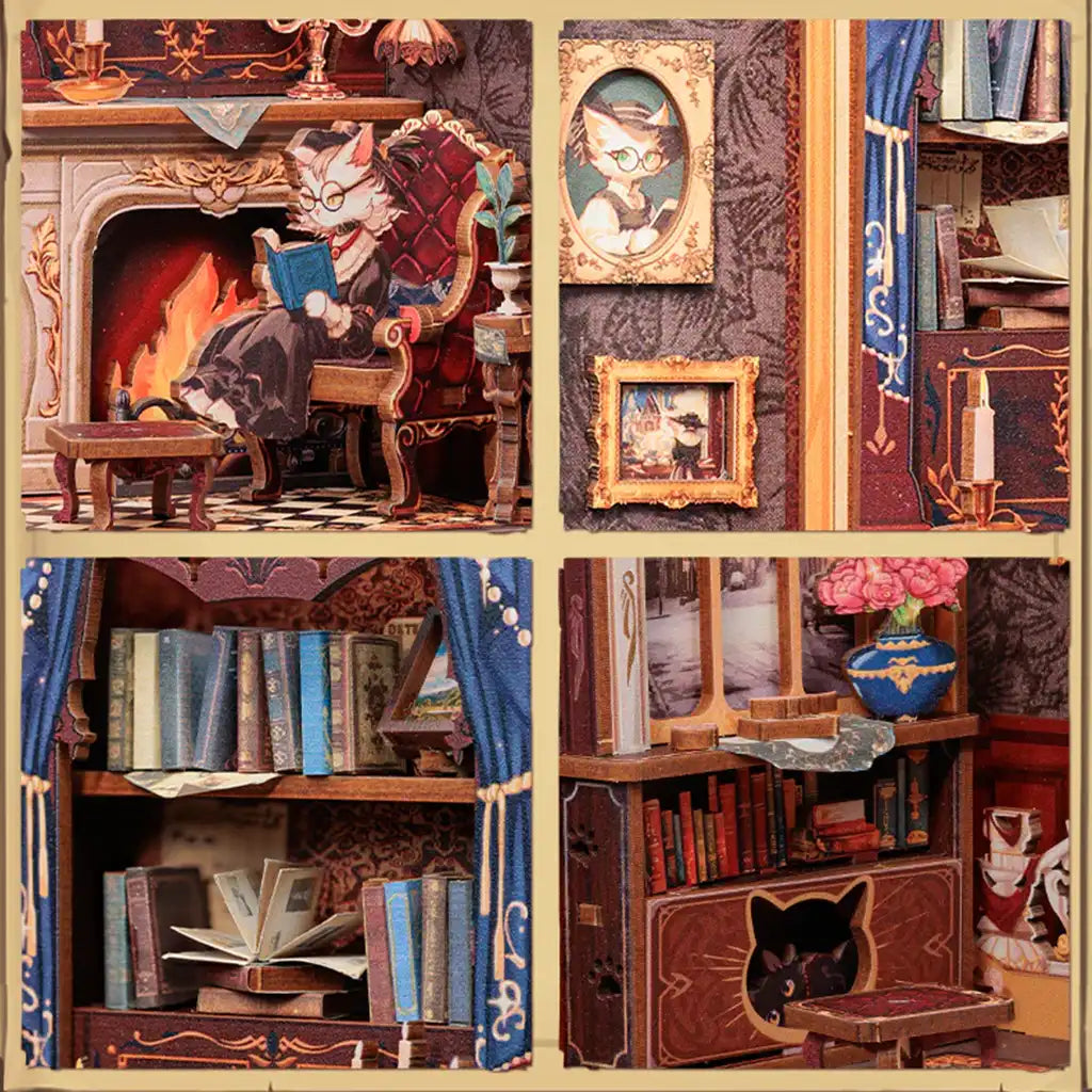 Biblioteczka Pana Kota - drewniane miniatura, puzzle 3d