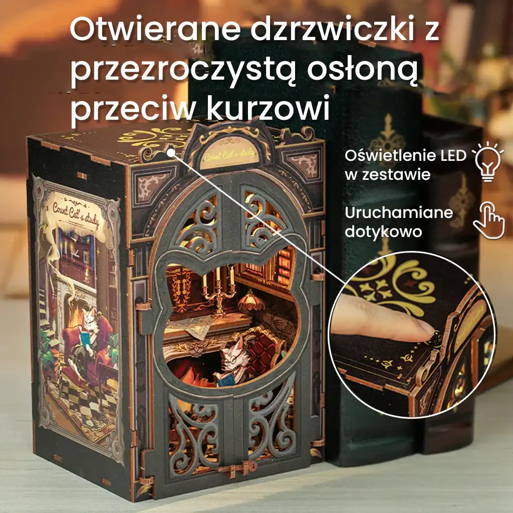 Biblioteczka Pana Kota - drewniane miniatura, puzzle 3d
