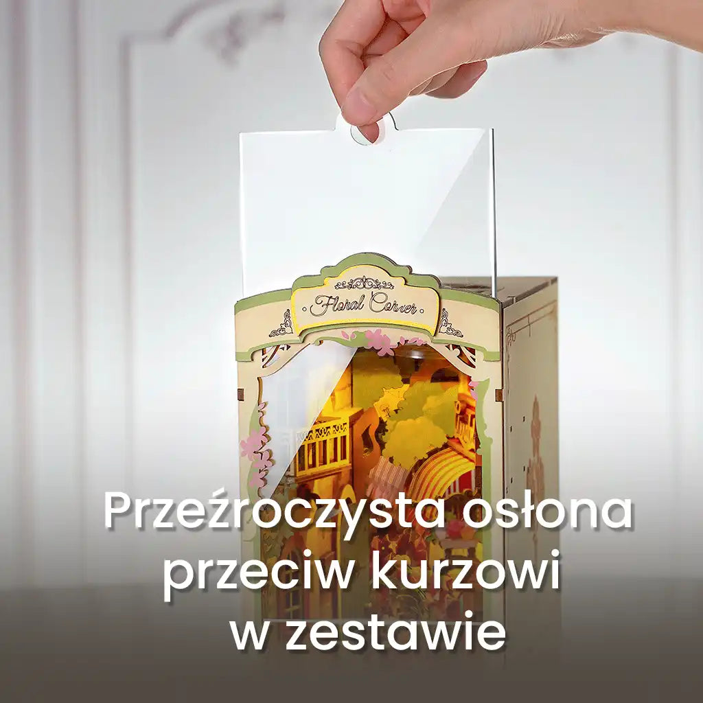 Kwietna uliczka - drewniana miniatura, puzzle 3D
