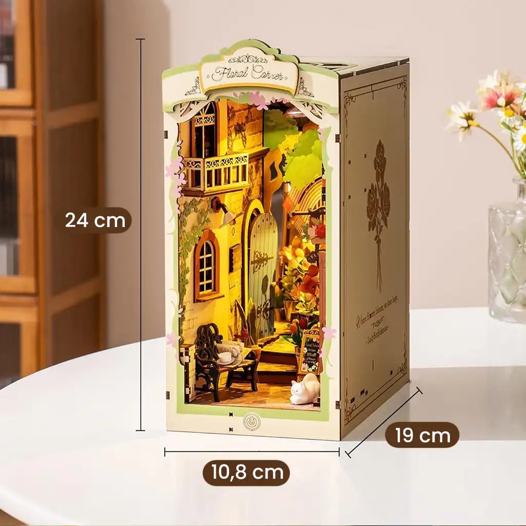 Kwietna uliczka - drewniana miniatura, puzzle 3D