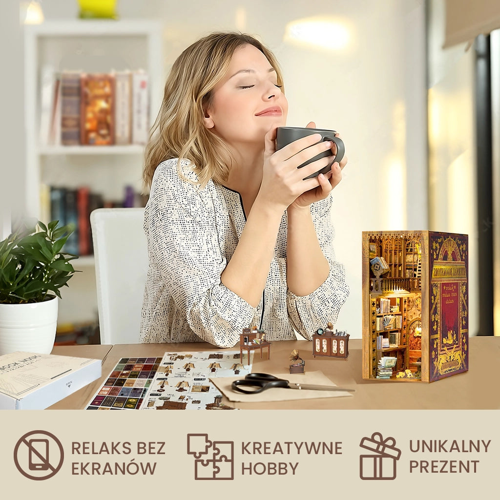 Tajemnicza Biblioteka - Drewniana miniatura, Puzzle 3D