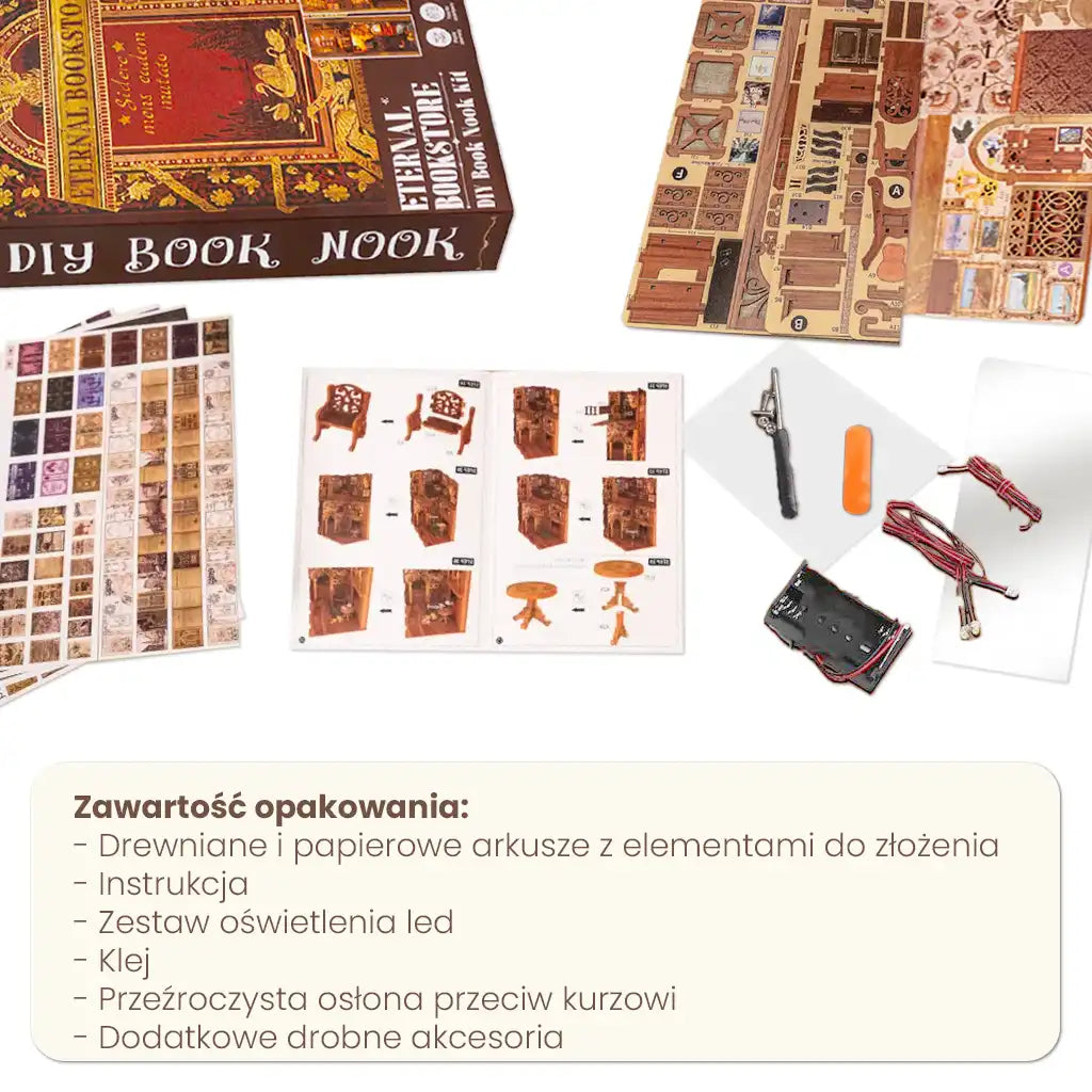 Tajemnicza Biblioteka - Drewniana miniatura, Puzzle 3D