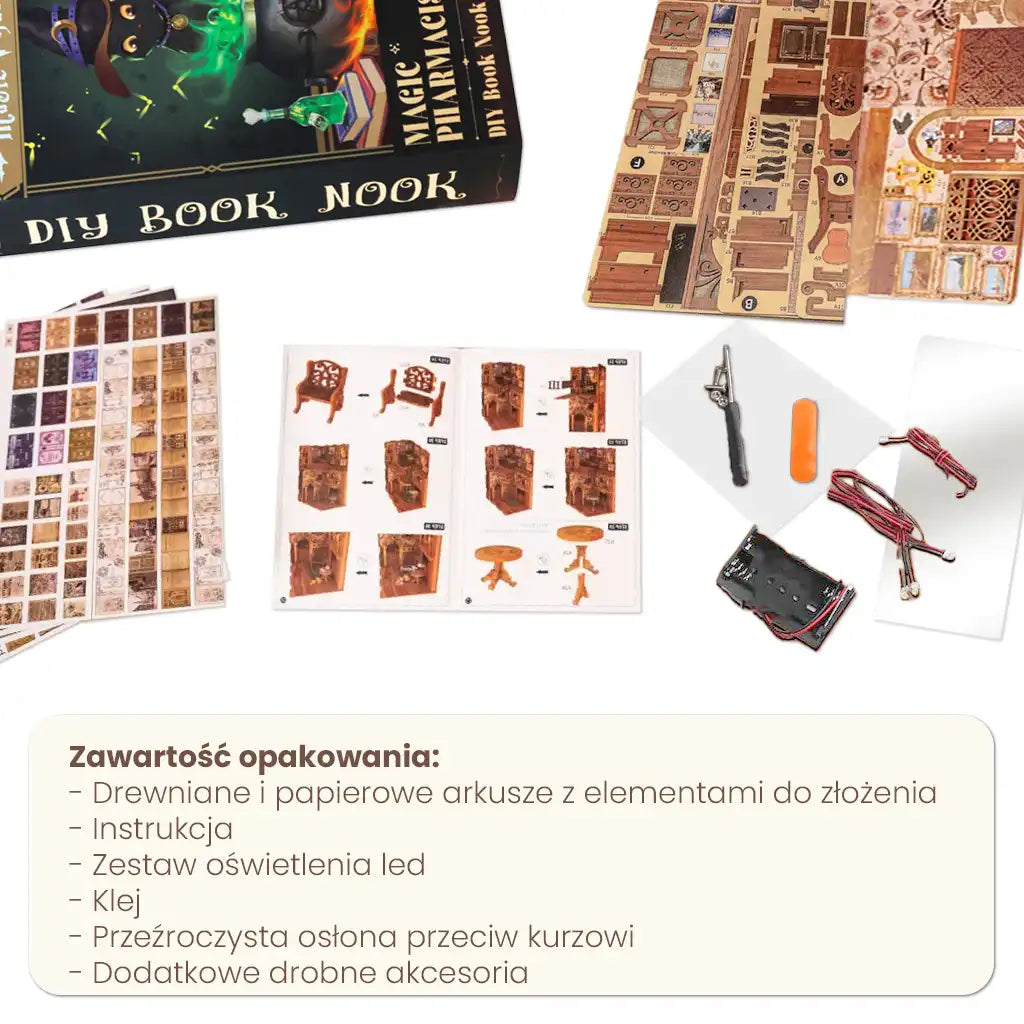 Komnata czarodziejki - Drewniana miniatura, Puzzle 3d