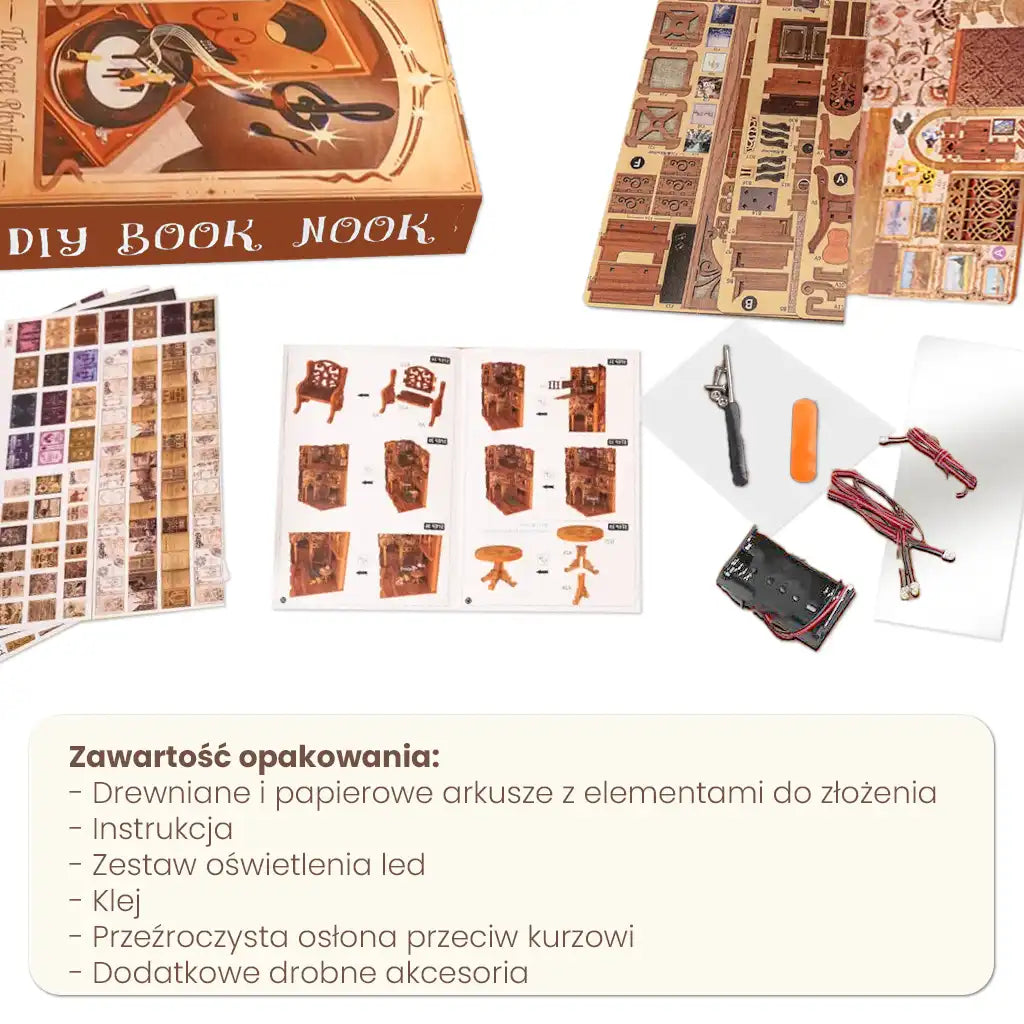 Pokój muzyczny - Drewniana miniatura, Puzzle 3D