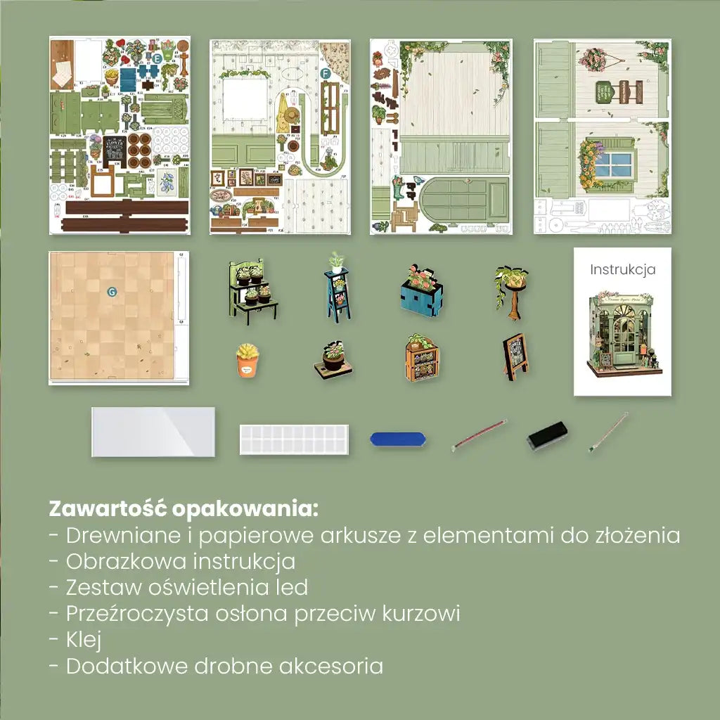 Paryska Kwiaciarnia - drewniana miniatura, puzzle 3D