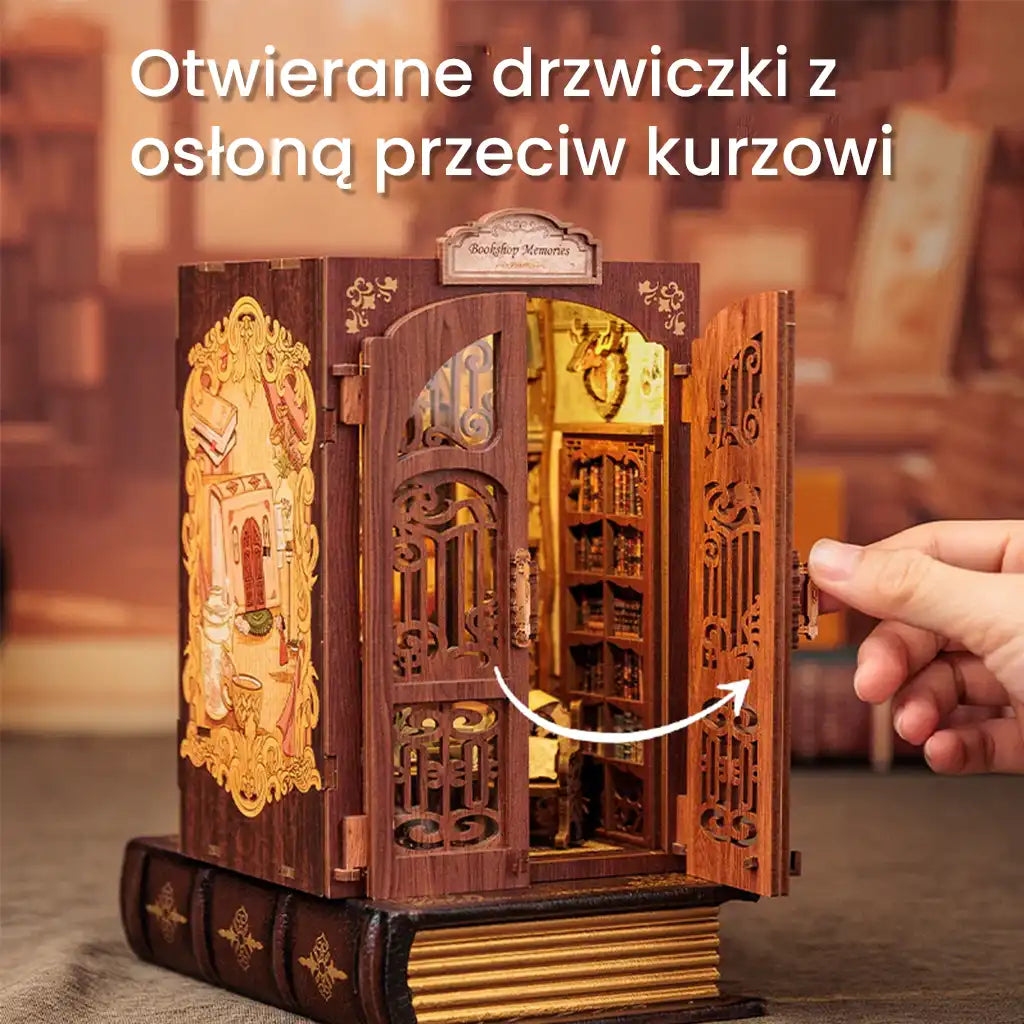 Salonik Z Książkami - Drewniana miniatura, Puzzle 3D