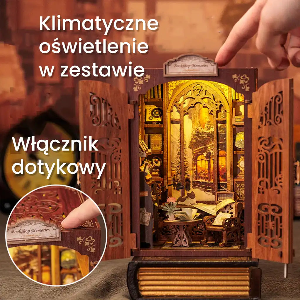 Salonik Z Książkami - Drewniana miniatura, Puzzle 3D