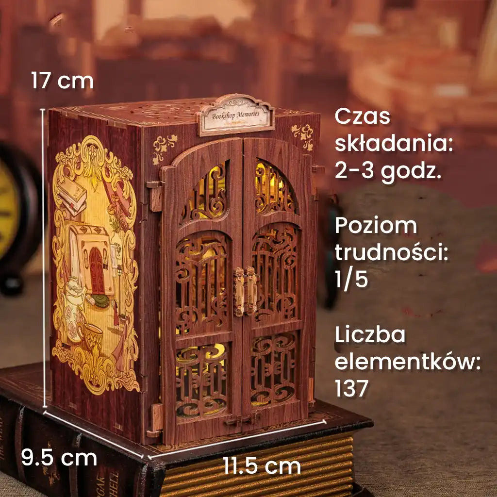 Salonik Z Książkami - Drewniana miniatura, Puzzle 3D