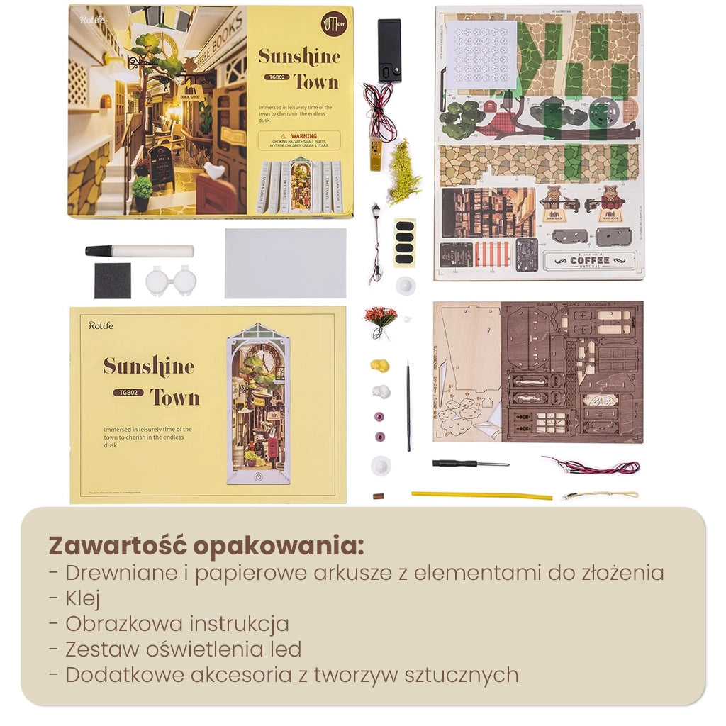 Słoneczne Miasteczko - Drewniany Domek, Miniatura Do Złożenia, Puzzle 3d