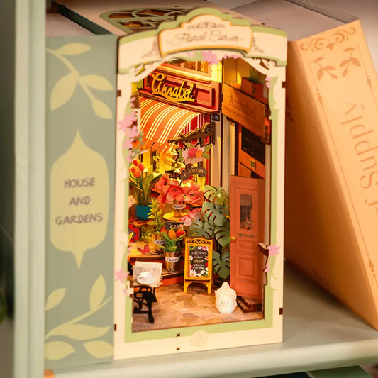 Kwietna uliczka - drewniana miniatura, puzzle 3D