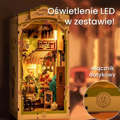 Kwietna uliczka - drewniana miniatura, puzzle 3D