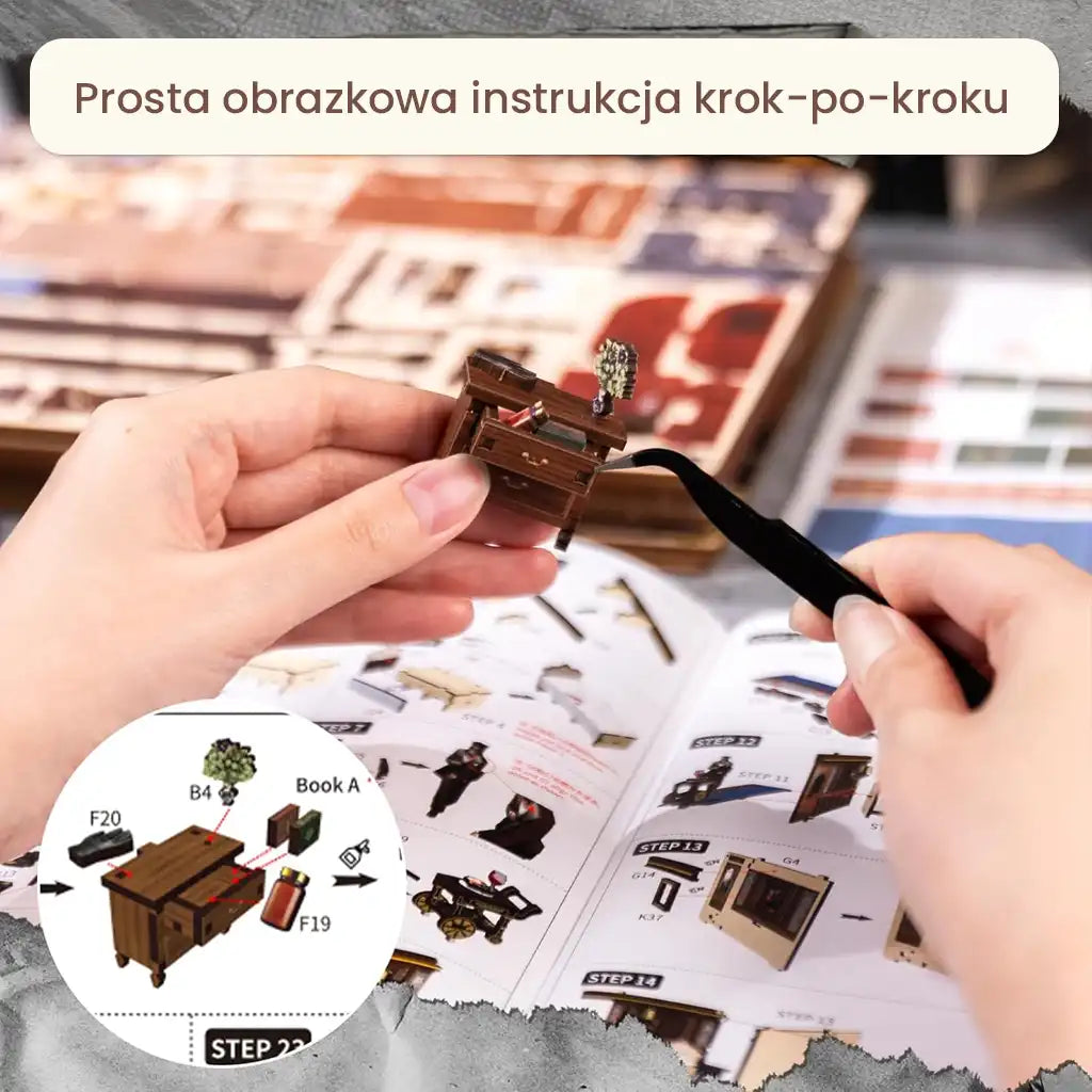 Zagadkowy Pociąg - Drewniana miniatura, Puzzle 3D